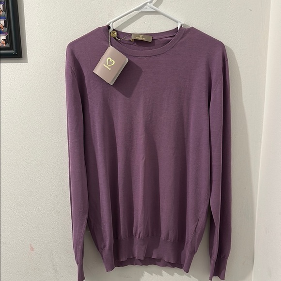 Cruciani Purple Knit Blouse with Crew Neck
